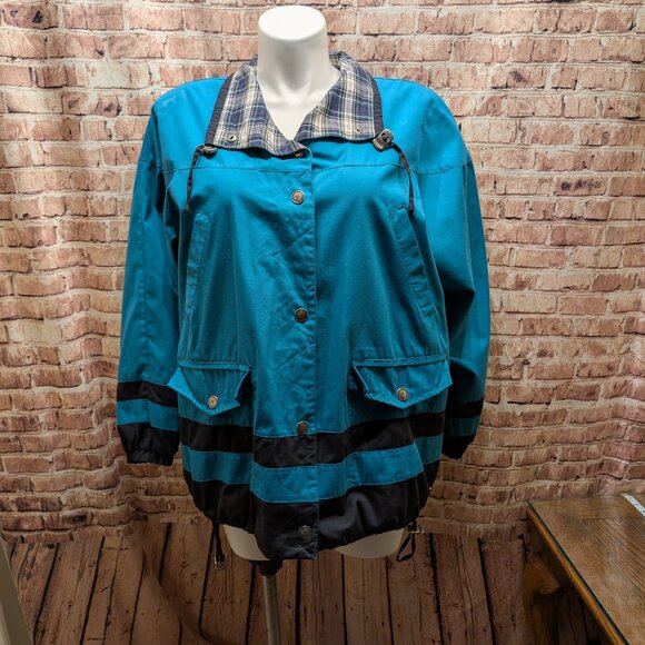 Vintage 90's Mulberry Street Teal and Black Button-Up Jacket Size XL - Picture 2 of 9